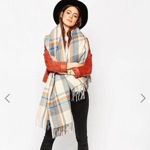ASOS Oversized Scarf in Orange & Blues Check